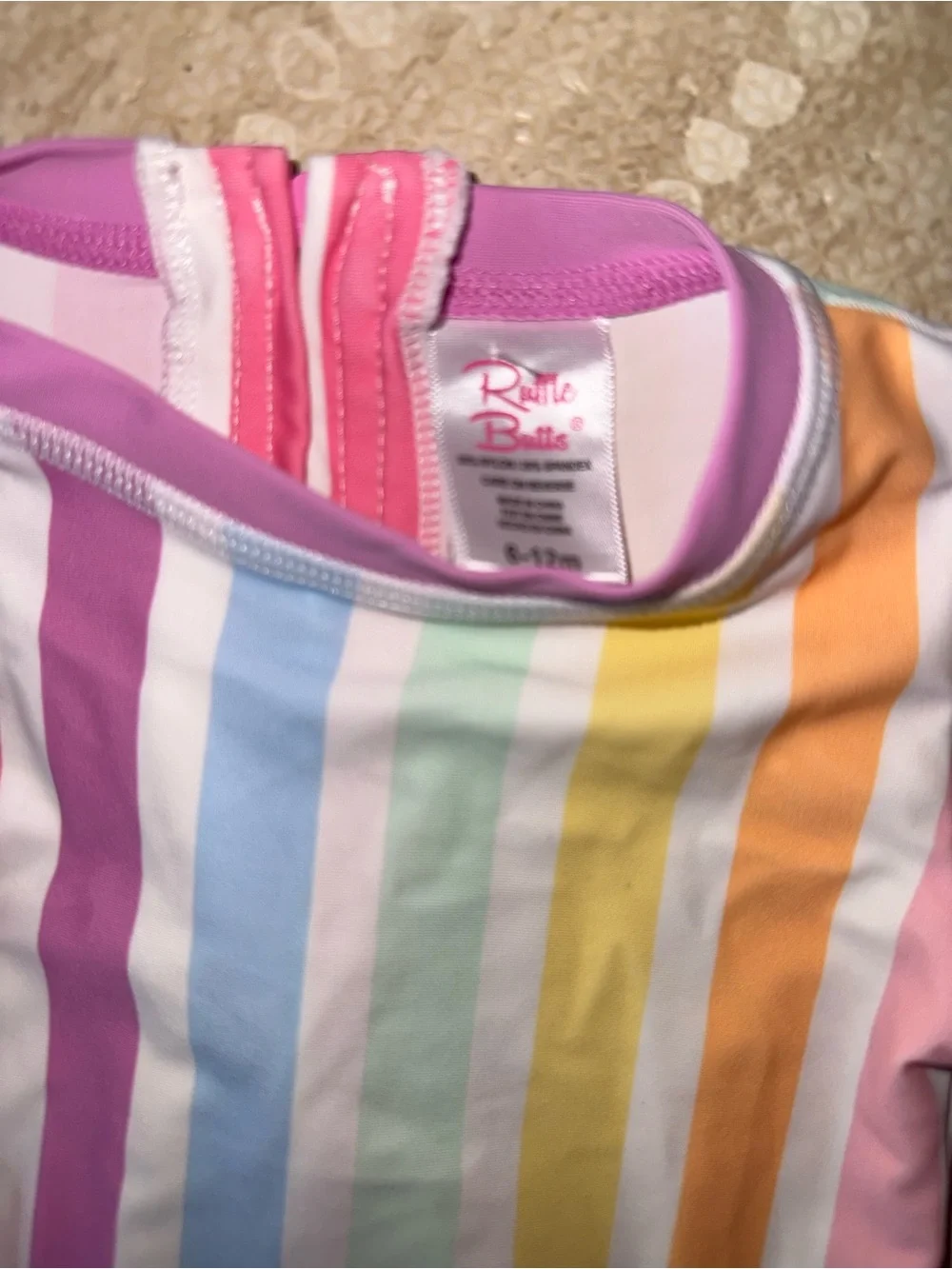 Girls Rainbow Stripe Long Sleeve Swimsuit